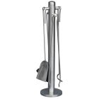Haardstel RVS 4-delig ronde voet met aluminium