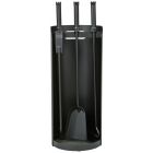 Haardstel 3-delig rond standaard met chroom