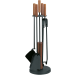 Haardstel 4-delig rond standaard met houten afwerking