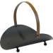 Houtbak halfrond met leren handvat