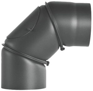 Dikwandige bocht Ø150mm – verstelbaar 0-90° met luik (zwart)