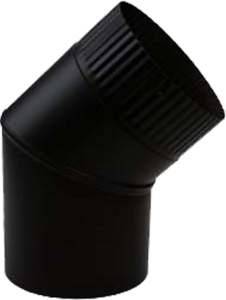 Enkelwandige RVS bocht Ø130mm – 45° (zwart)