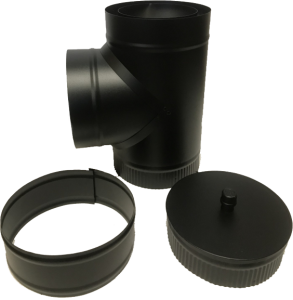 Dubbelwandig pelletkachel T-stuk Ø80/130mm – 90º (zwart)