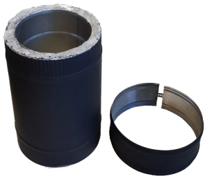 Dubbelwandige pijp Ø200/250mm – 30cm (zwart)