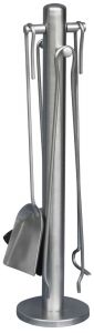 Haardstel RVS 4-delig ronde voet met aluminium