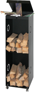 Hoge houtbak rechthoek op wieltjes groot met opbergvak