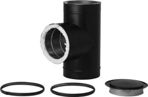 Holetherm dubbelwandig T-stuk Ø200/250mm – 90° (zwart)