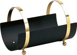 Houtbak halfrond met gouden handvaten
