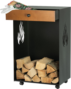 Houtbak met lade rechthoek op wieltjes