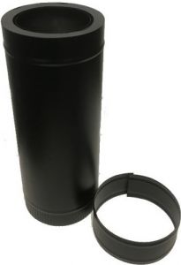 Dubbelwandige pijp Ø150/200mm – 50cm met nisbus (zwart)