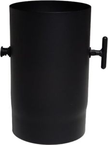 Dikwandige pijp Ø120mm – 25cm met smoorklep (zwart)