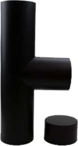 Enkelwandig RVS T-stuk Ø125mm – 90º (zwart)
